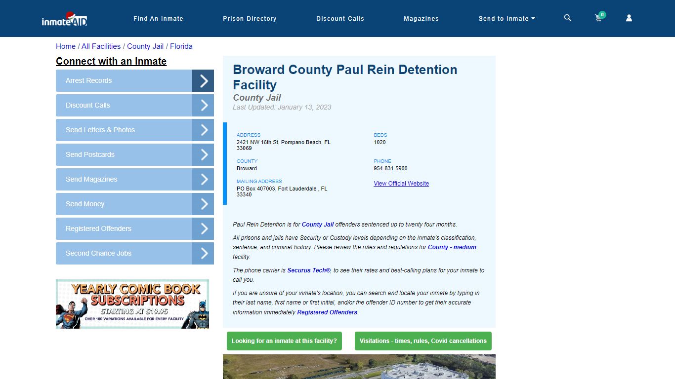 Broward County Paul Rein Detention Facility - Inmate Locator - Pompano ...
