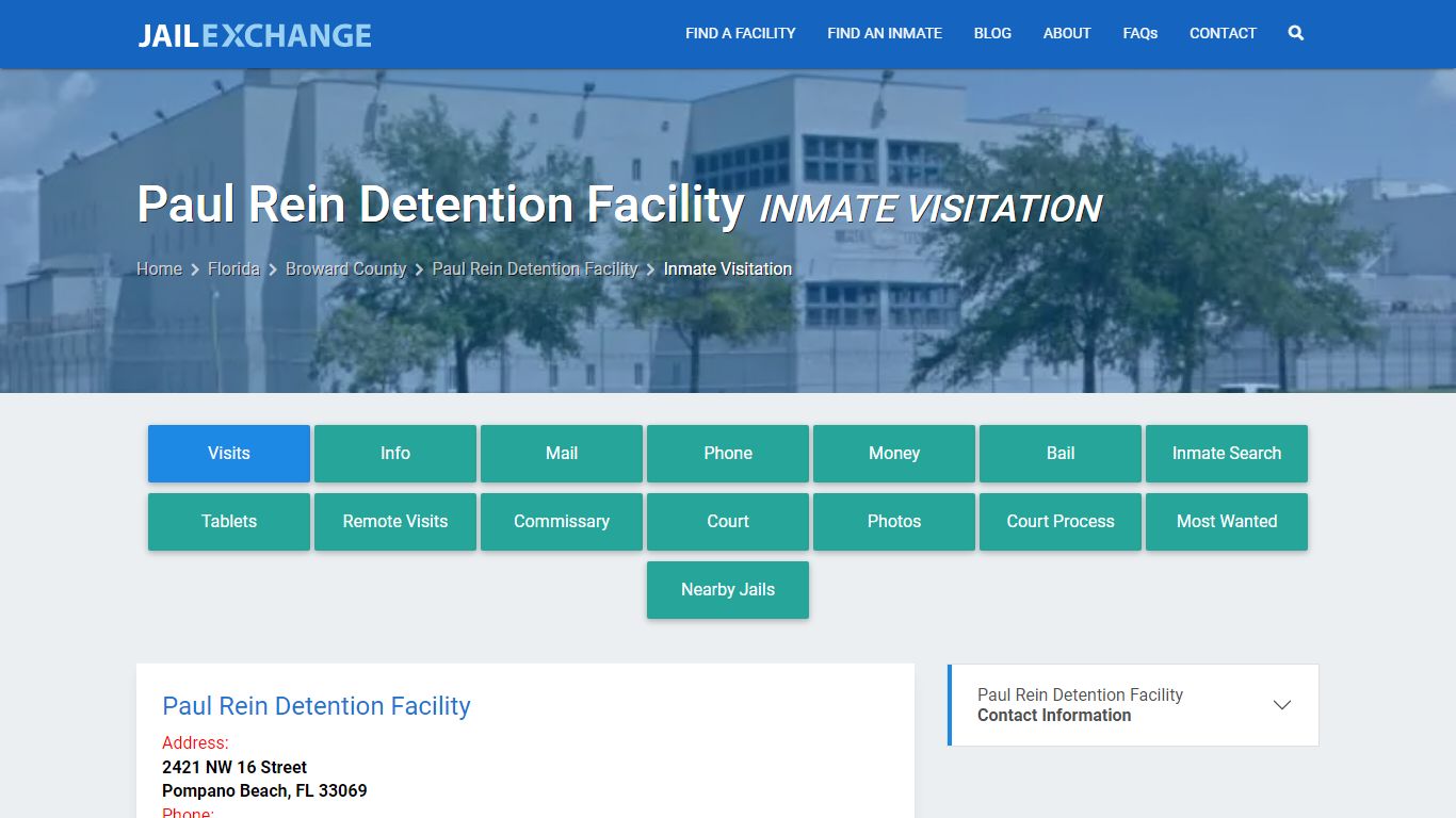 Inmate Visitation - Paul Rein Detention Facility, FL - Jail Exchange