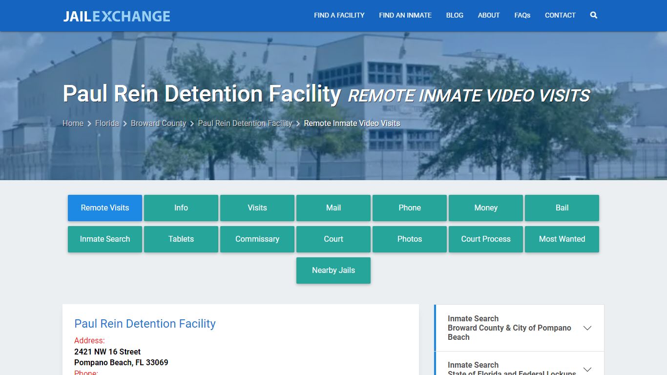 Paul Rein Detention Facility Remote Inmate Video Visits - Jail Exchange
